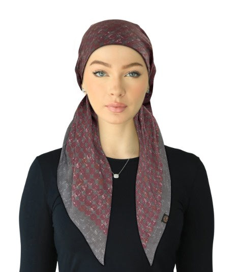 Cherie Accessories Open Back Adjustable Pre-Tied Headscarves Metallic Dot Design - SP-323A