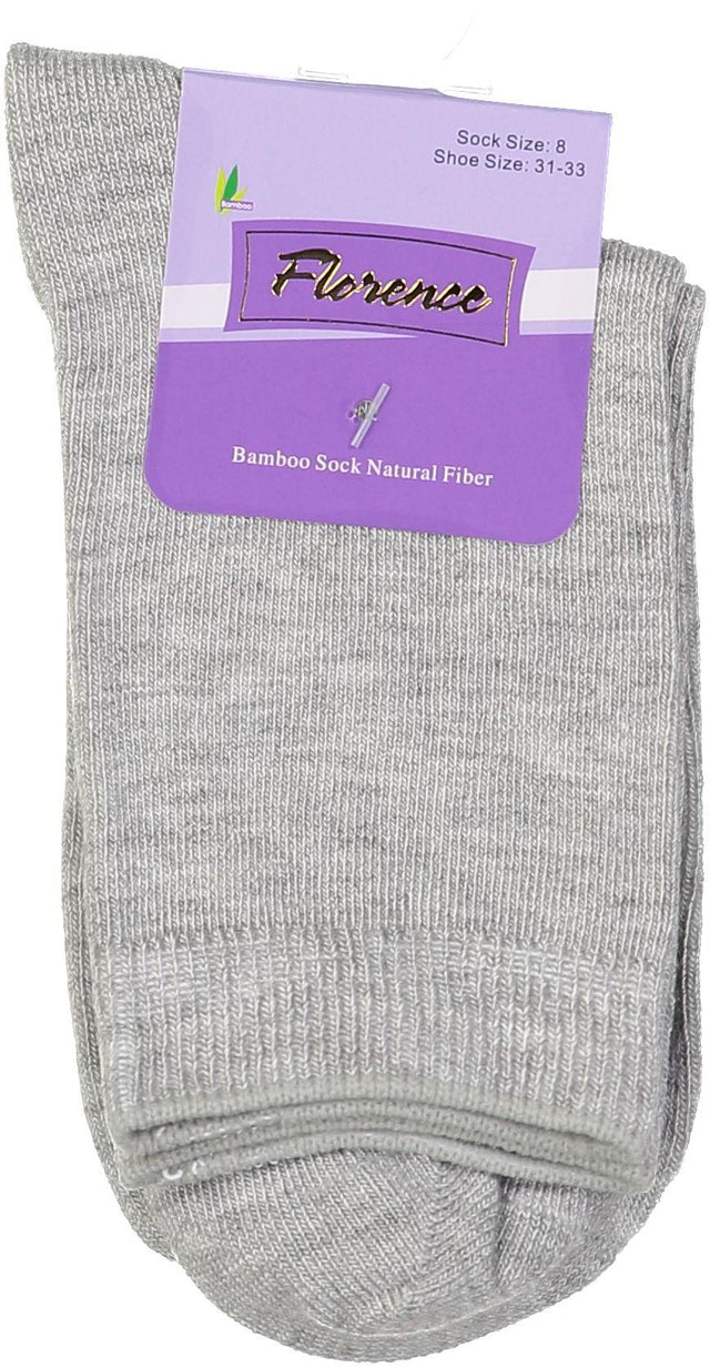 Florence Bamboo Quarter Crew Sock Heather Lt Gre - 179