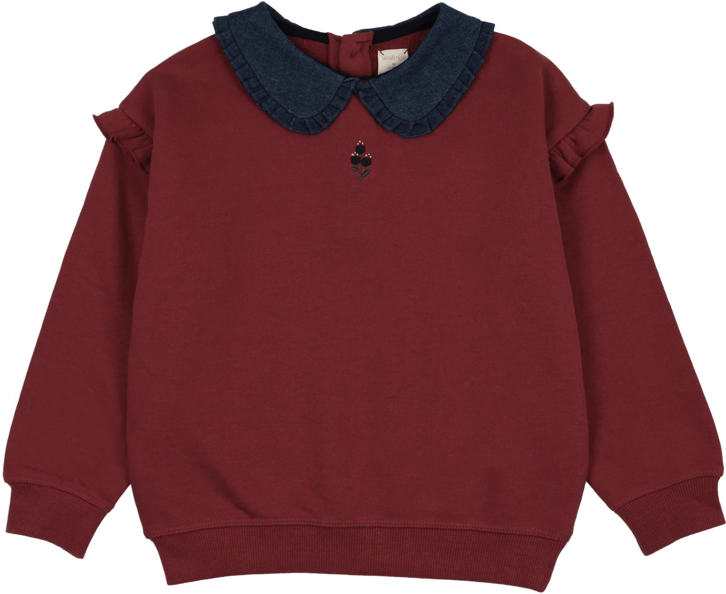 Analogie Sweet Campaign Denim Collar Ruffle Sweatshirt - AF26S534