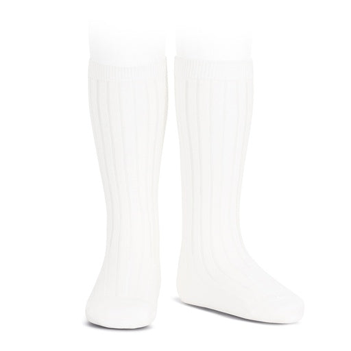 Condor Ribbed Cotton Knee Sock 200 White - 2016/2