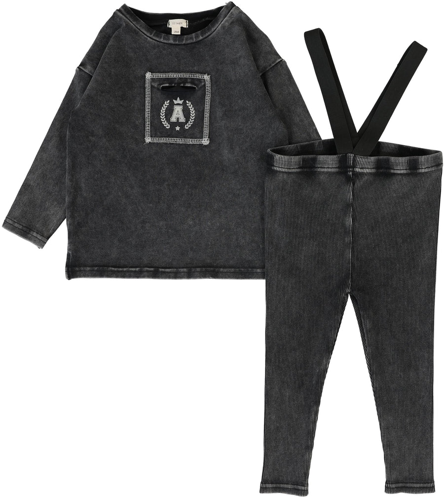 Lil Legs Boys Polo Sweatshirt - Black main image 0