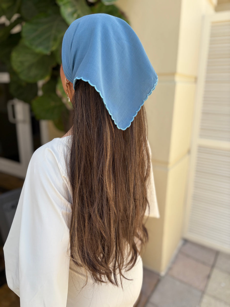 The Scarf Bar Cotton Scalloped Bandana - 002-TSB