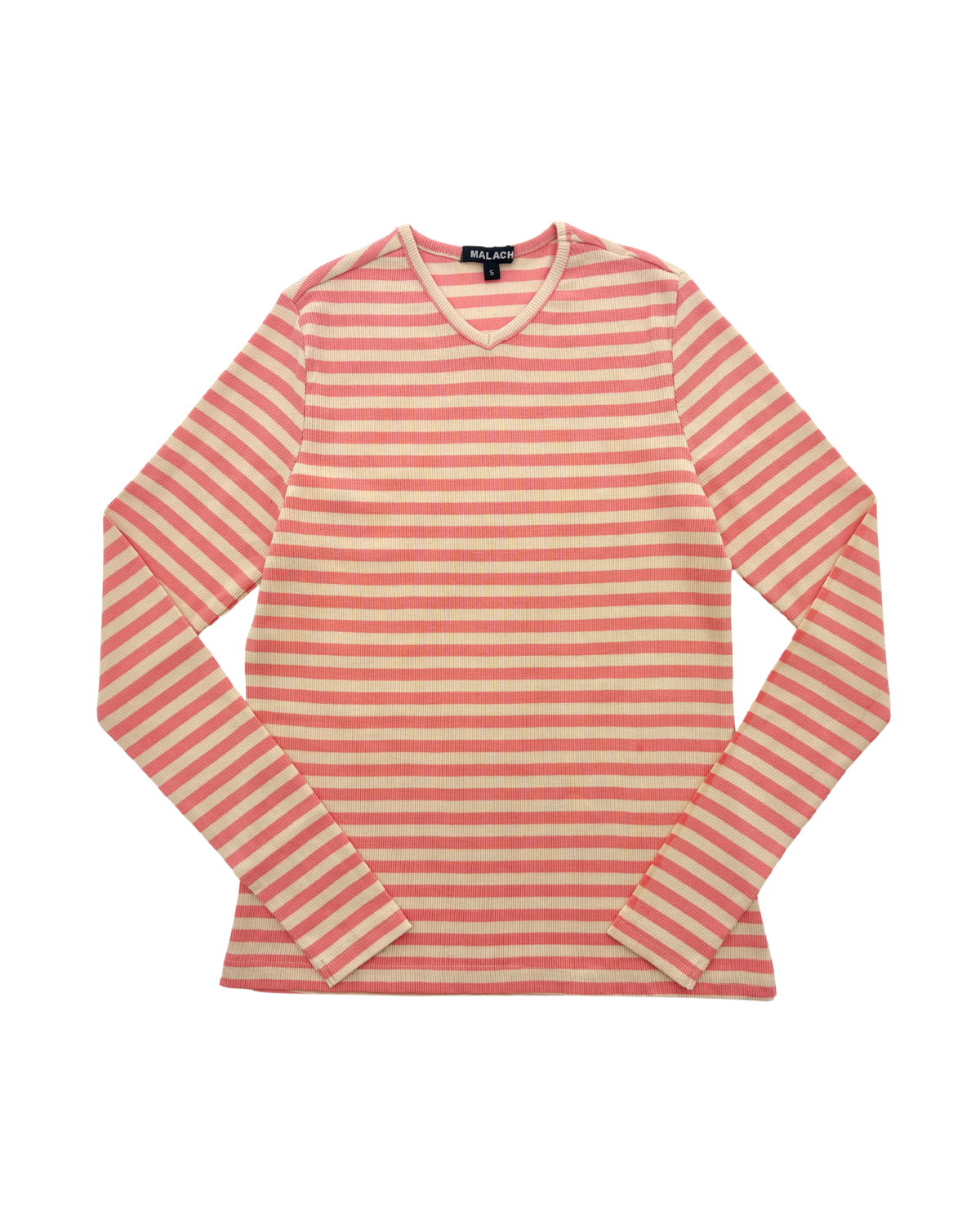Malach Ribbed Striped V-Neck Tee - Mt201