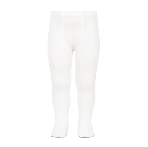 Condor Ribbed Cotton Tights 200 White - 32016/1