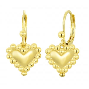 Delino Red Enamel Heart Gold Plated Surgical Steel Lever Back Earrings - 3EW4836-SU-GD
