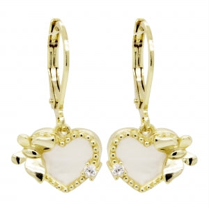 Delino Gold Plated Sterling Silver - Heart Surgical Steel Lever Back Earrings - 3EW65-SU-GD