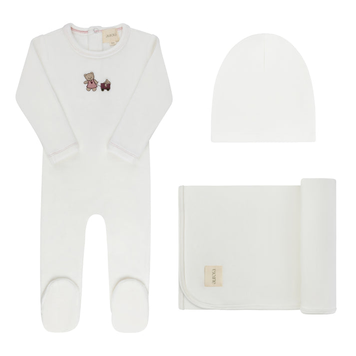 Aurora Embroidered Bear Take Me Home Footie Set - AAW26-0096-GBG
