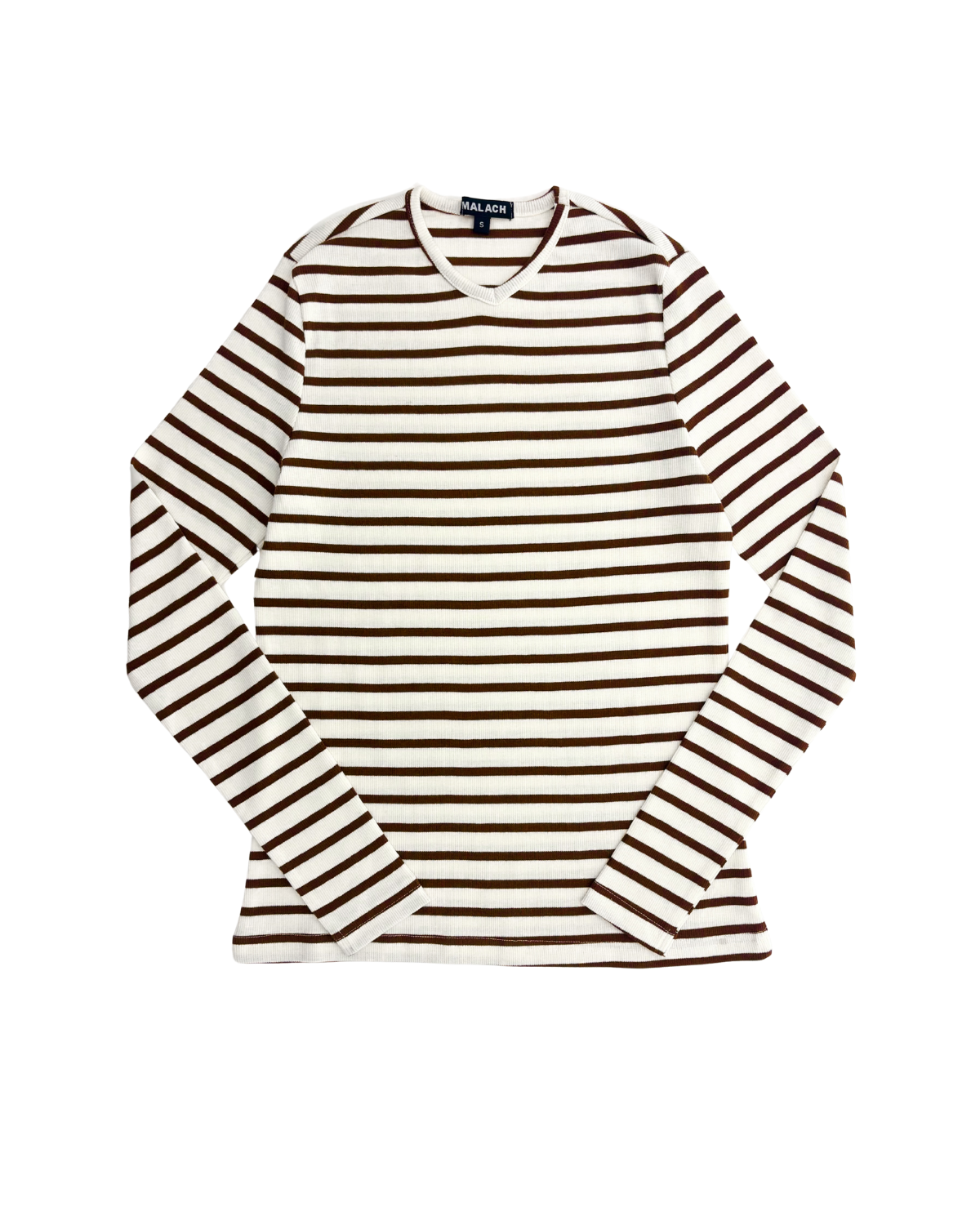 Malach Ribbed Striped V-Neck Tee - Mt201