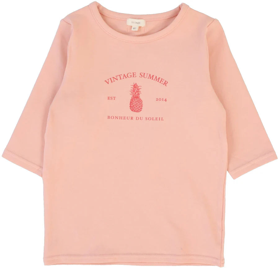 Lil Legs Girls Print Tee Three Quarter Sleeve Tee