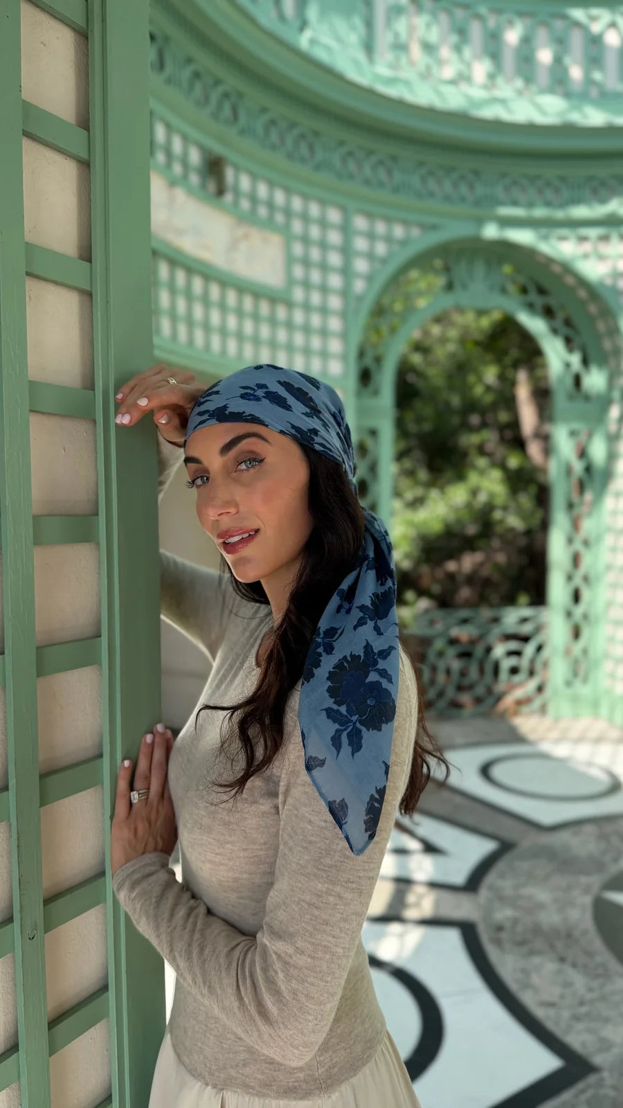 The Scarf Bar Indigo Bloom Headscarf - TSB-06-AW26