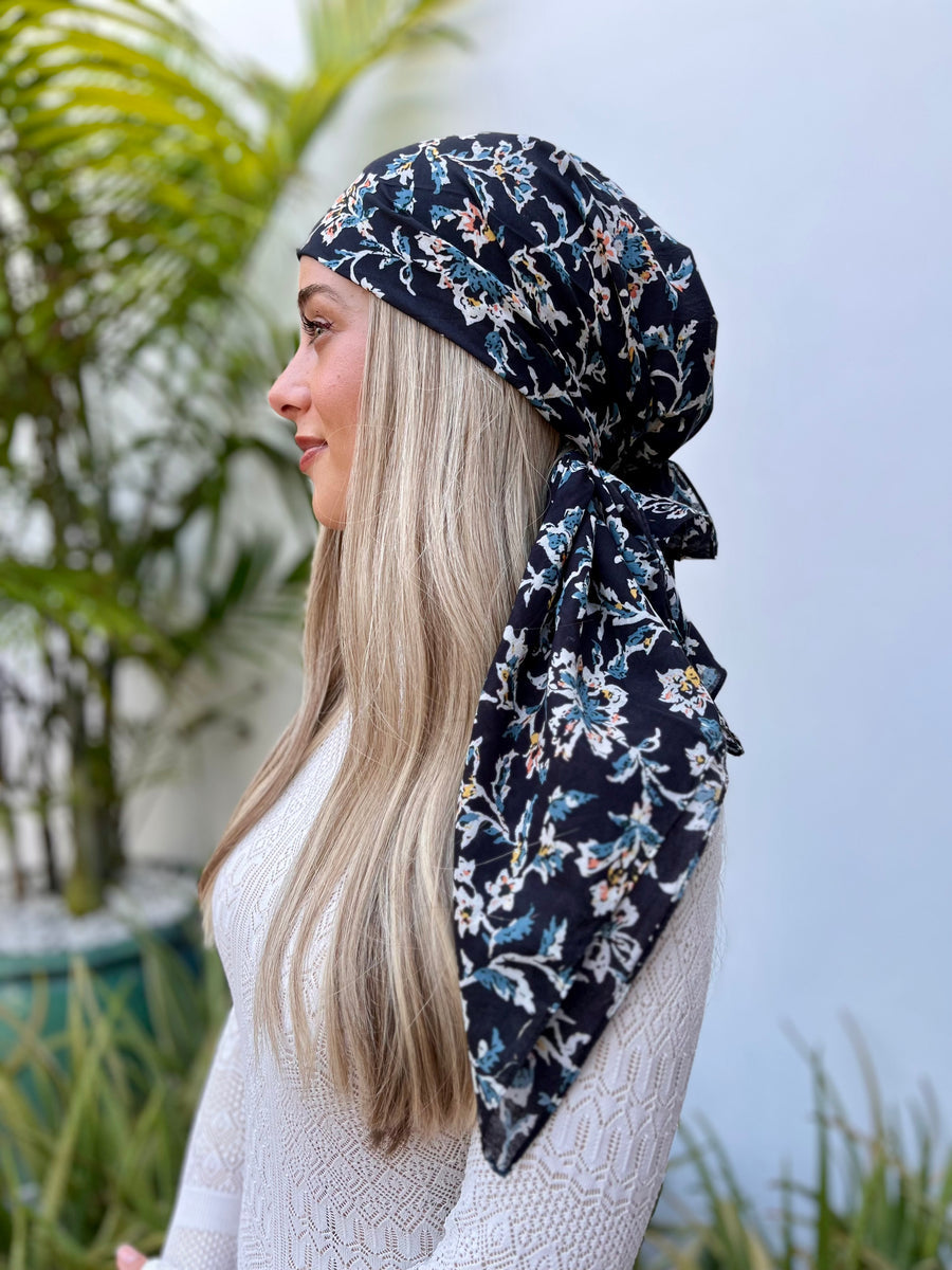 The Scarf Bar Frosted Florals Square Headscarf - 10-TSB