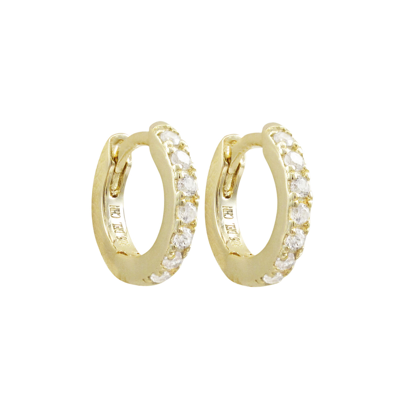 Delino Gold Plated Sterling Silver - White CZ Flower Post Stud Earrings - 8EP612-SS-GD