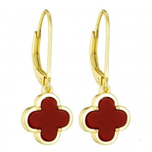Delino Gold Plated Sterling Silver - Clover Lever Back Earrings - 8EW835-SS-GD