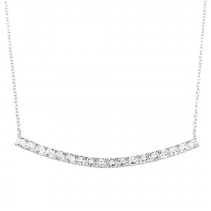 Delino Rhodium Plated Sterling Silver - CZ Bar Necklace - 8N758-SS-SR