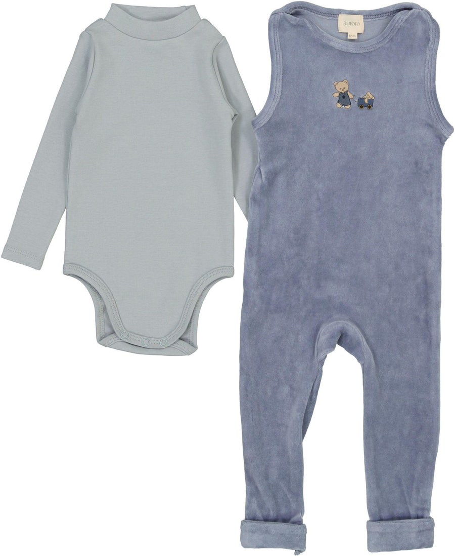 Aurora Embroidered Bear Mockneck Bodysuit & Overall - AAW26-0099-BO