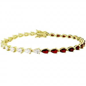 Delino Gold Plated Sterling Silver Tennis Bracelets With Safety Lock - Pear Shape Stones - 9B456-SS-GD
