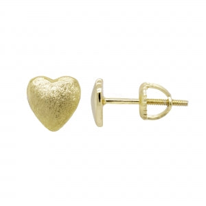 Delino Gold 6X6 mm Heart Stud - Gold Plated Sterling Silver Post - Screw Back Earrings - 9EP04-SS-GD-M