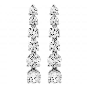 Delino Rhodium Plated Sterling Silver CZ Drop Post Earring - 9EP215-SS-SR