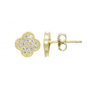 Delino Gold Plated Sterling Silver Clover Post Earrings - 9EP49-SS-GD