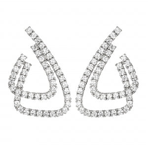 Delino Rhodium Plated Sterling Silver CZ Double `J` Earring Post Earring - 9EP585-SS-SR