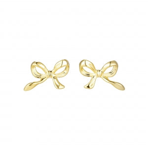 Delino Gold Plated Sterling Silver Bow Tie Post Earring - 9EP597-SS-GD