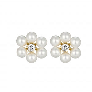 Delino Gold Plated Sterling Silver - Shell Pearls And Center Post Earrings - 9EP610-SS-GD