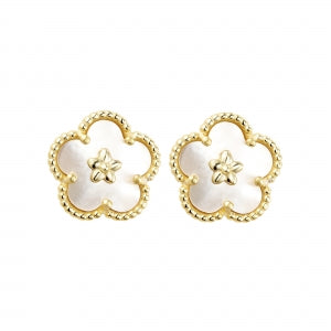 Delino Gold Plated Sterling Silver - Flower Shape Post Stud Earrings - 9EP645-SS-GD