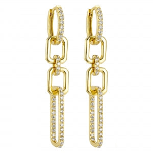 Delino Gold Plated Sterling Silver CZ Link Earring - 9EP684-SS-GD