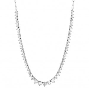 Delino Rhodium Plated Sterling Silver - Front CZ Tennis Necklace - 9N221-SS-SR