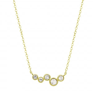 Delino Gold Plated Sterling Silver Five Bezel Stone Setting Bar Necklace - 9N360-SS-GD