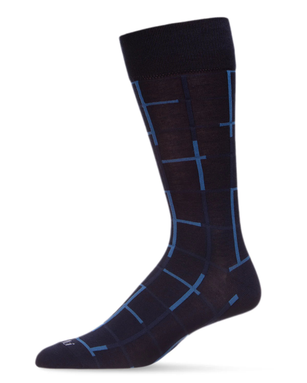 Memoi Mens Classic Windowpane Bamboo Dress Crew Socks - Acv07564