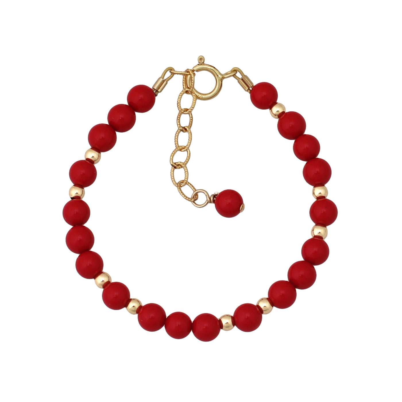 Cameo Red and Gold Balls Full Strung Bracelet - B1210