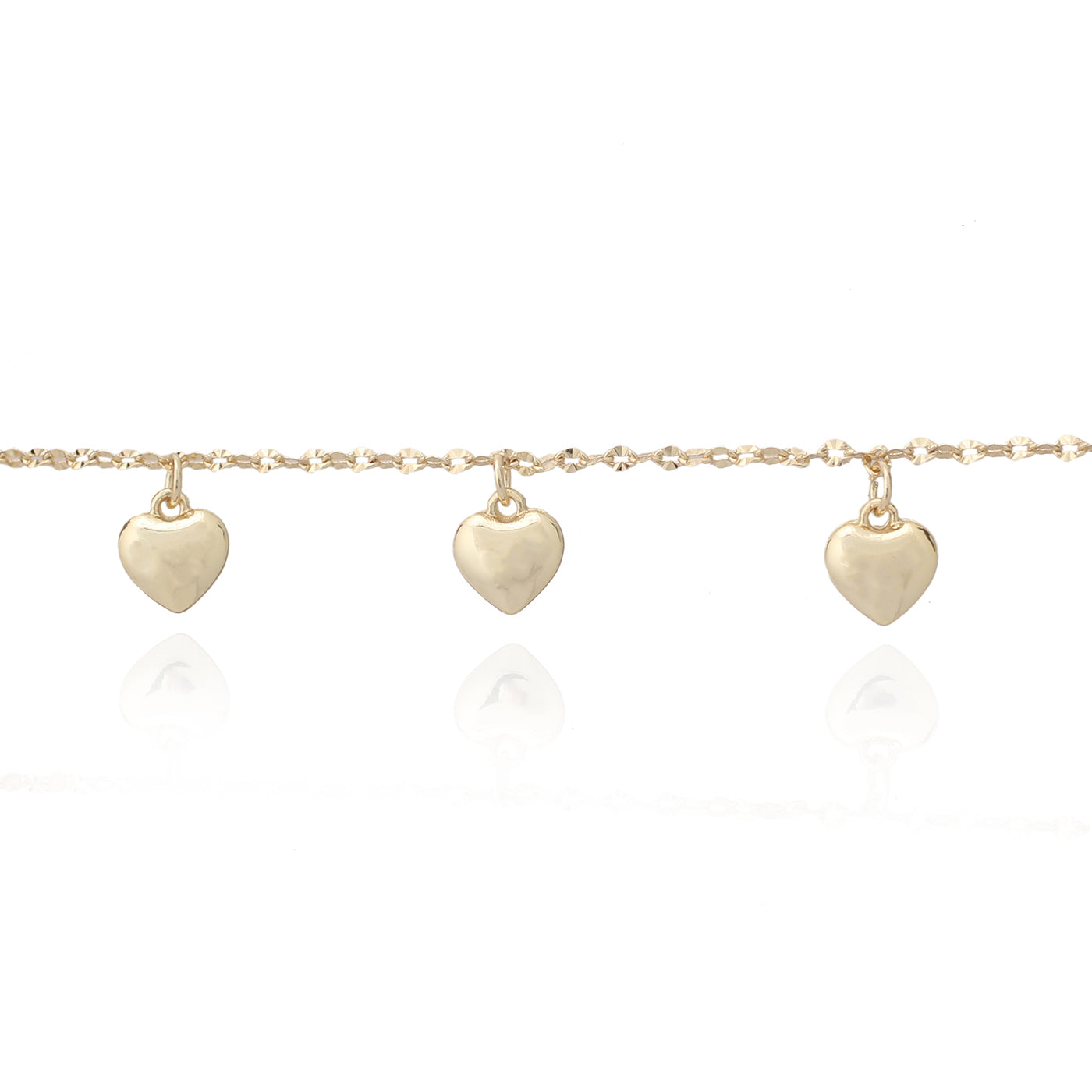 Cameo Plain Puffed Gold Heart Charm Kids Bracelet - B1226