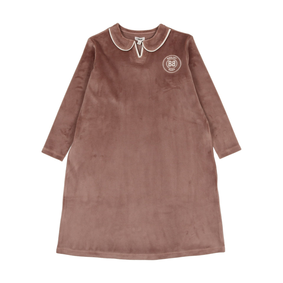 Bonjoy Velour Collar Emblem Nightgown - Long - BPW25101NL