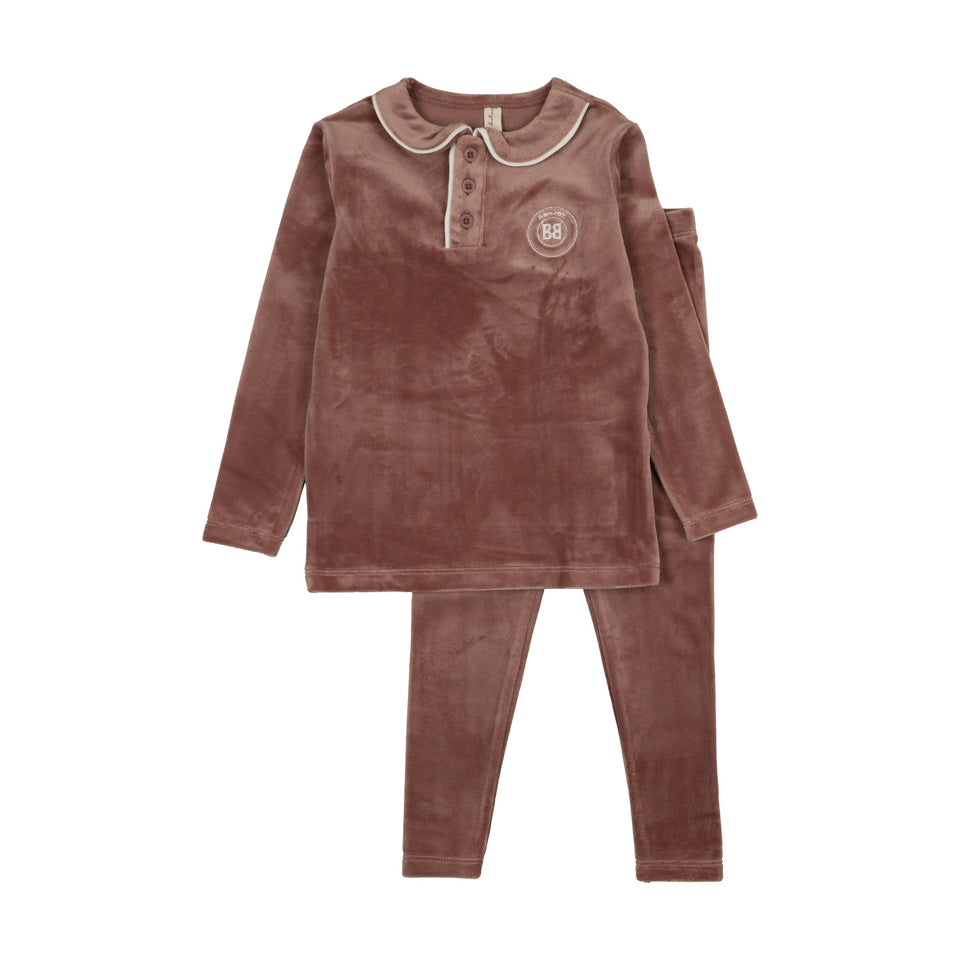 Bonjoy Velour Collar Emblem Pajamas - BPW25101S