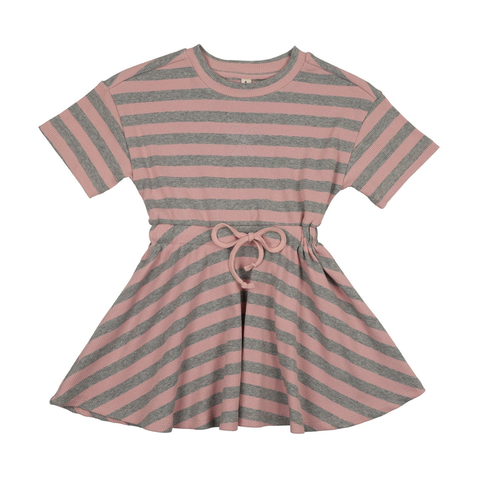 Bonjoy Embroidered Stripe Short Sleeve Dress - BTSS26005SSD