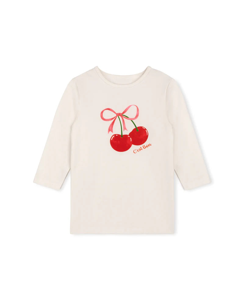Cabana Cherry Bow Print On Tee - C-18649