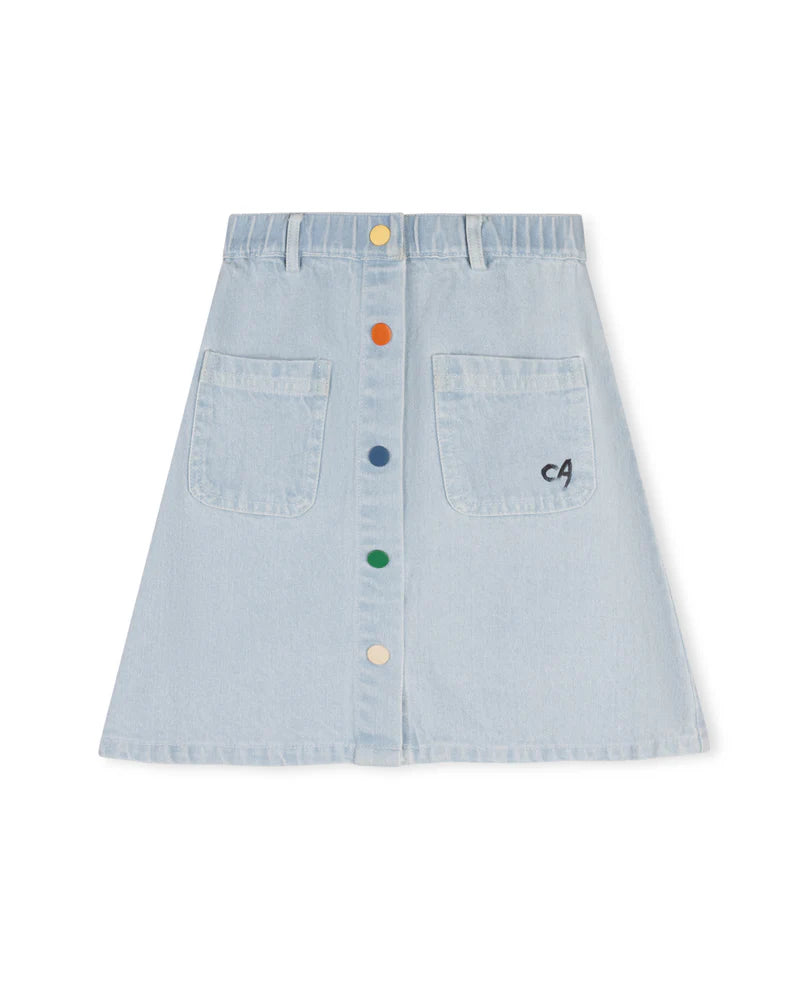 Cabana Denim Colored Button Down Skirt - C-18896