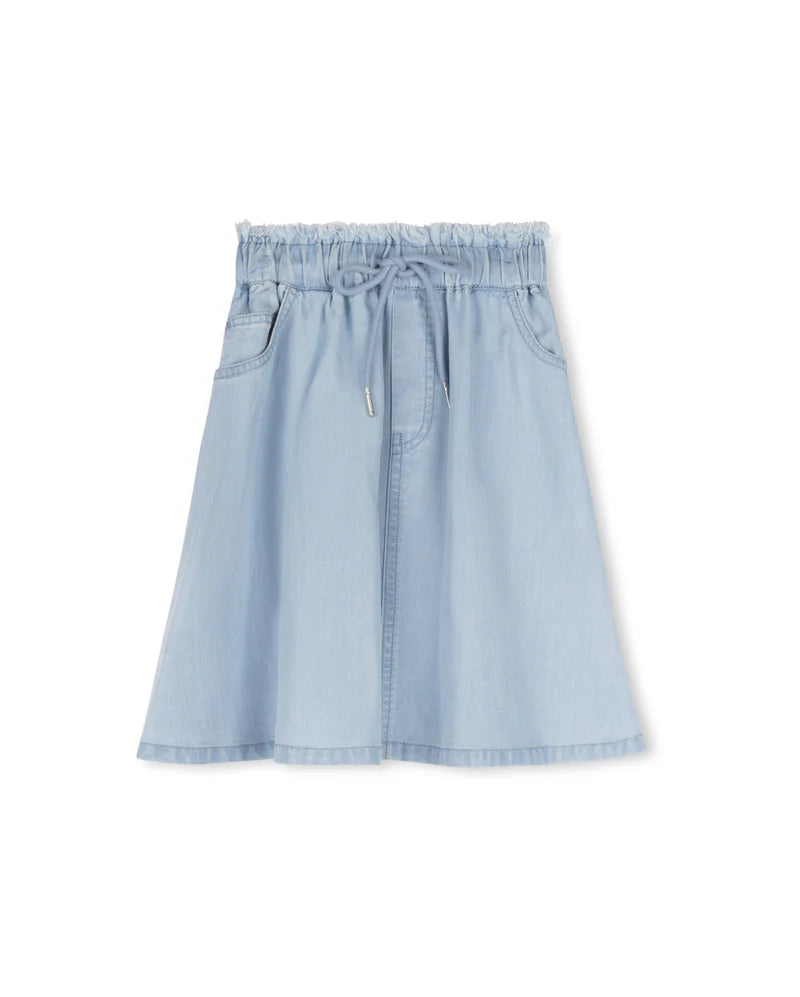 Cabana Denim Draw String A-Line Skirt - C-19043