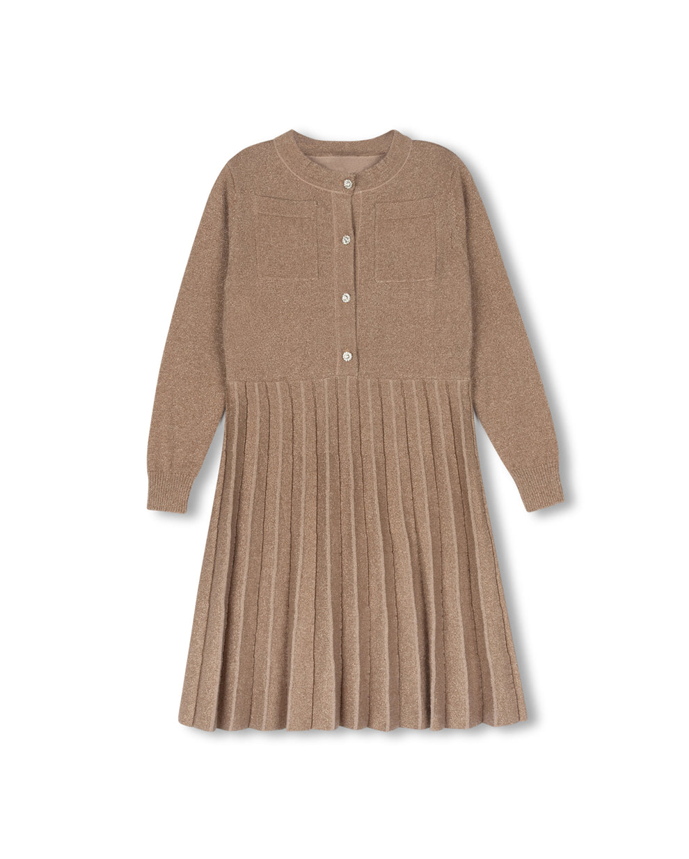 One Child Cosmo Metallic Pleated Dress - C-19088