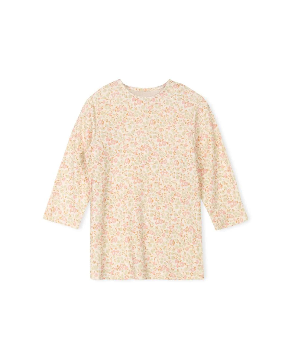 Cabana Multi Color Ribbed Floral Tee - C-19186