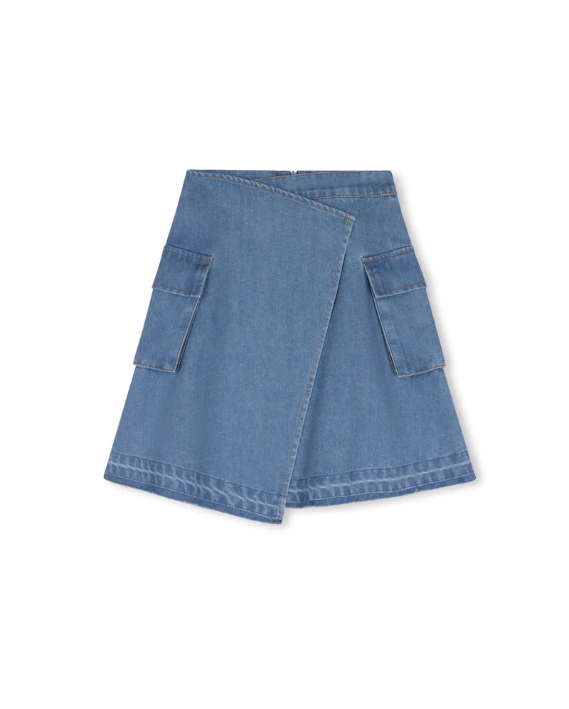 Cabana Denim Wrap Pocket Skirt - C-19624