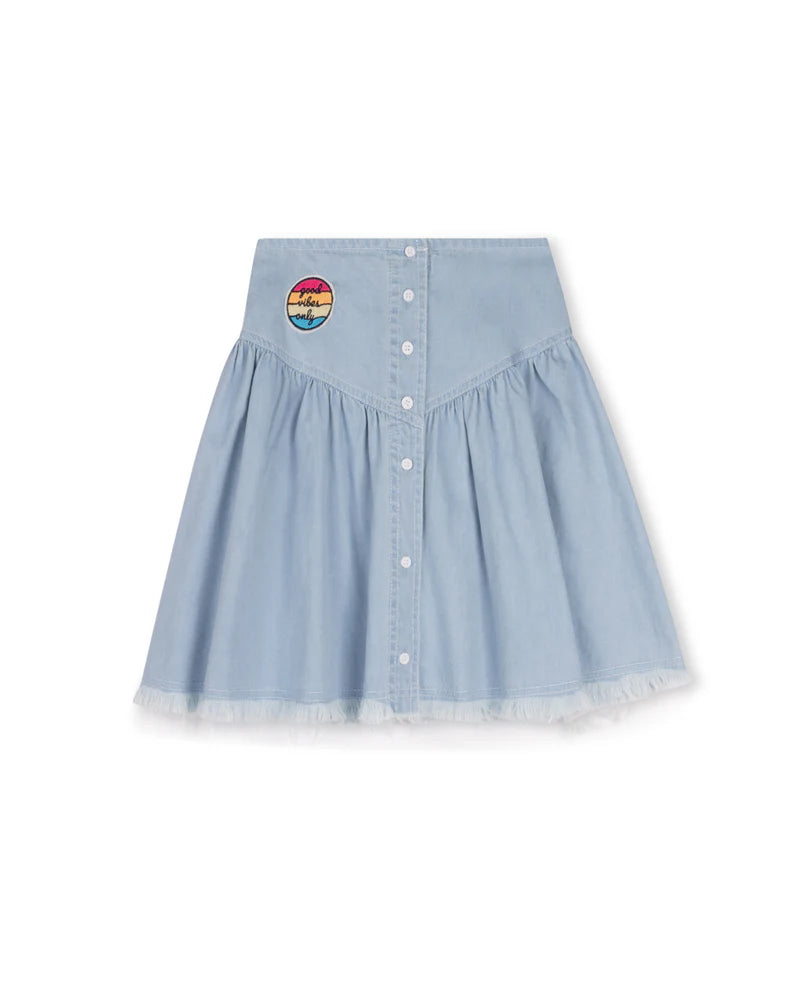 Cabana Frayed Hem Patch Skirt - C-19627