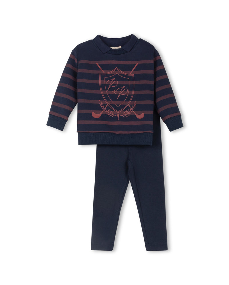 Phil and Phoebe Tema Embroidered Emblem Sweater Set - C-23168