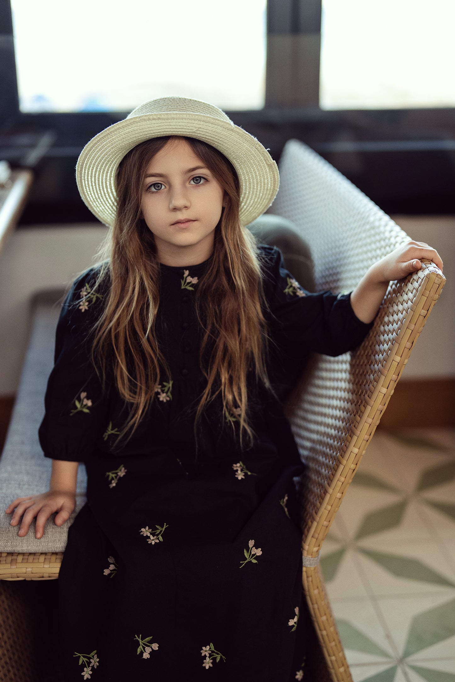 Seal Girls Woven Embroidered Floral Robe 3/4 Sleeve - SB5CY2637