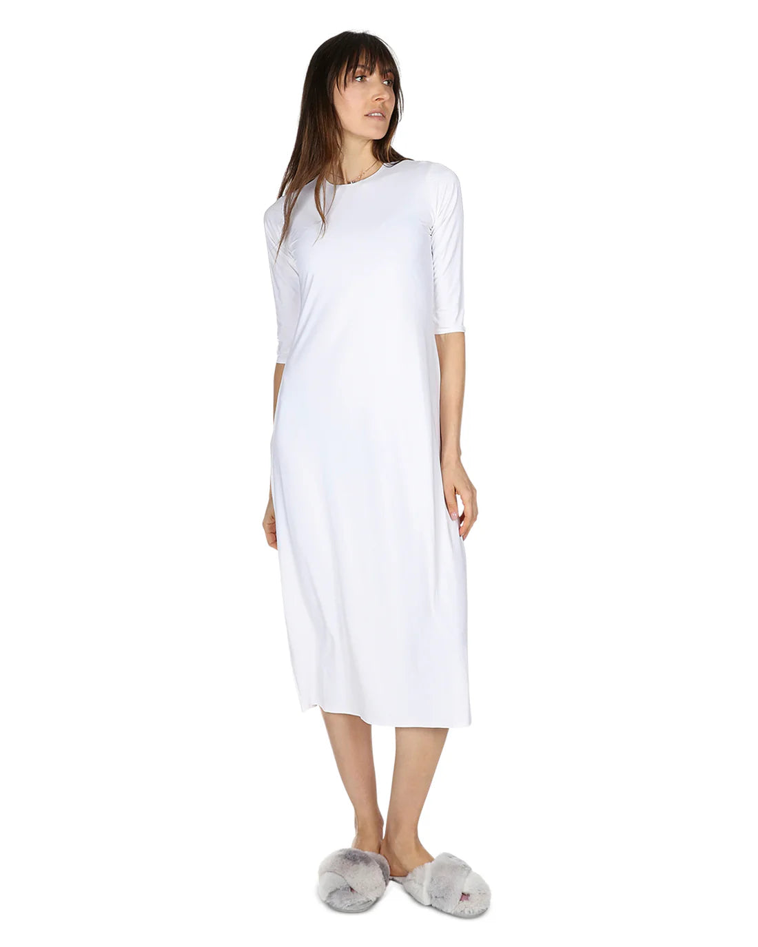 Memoi Womens Bonded Quarter Sleeve Slip Dress - Csp504