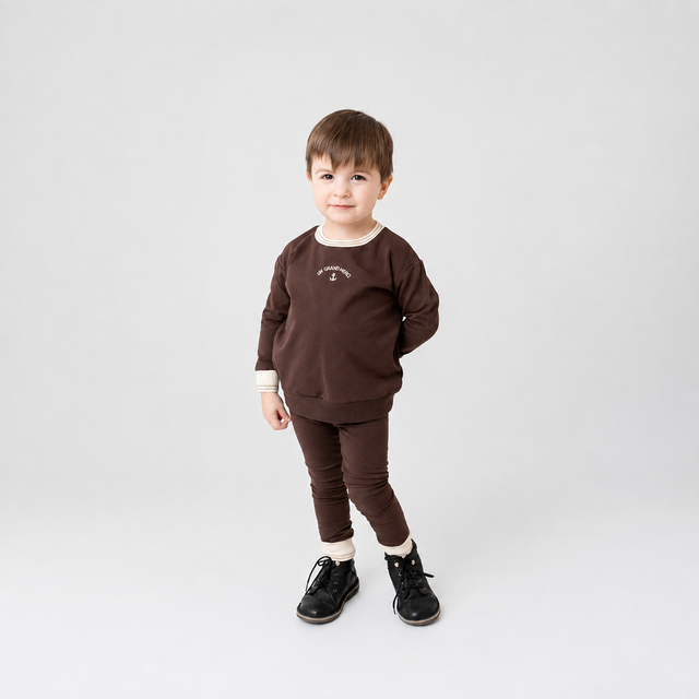 Bonjoy Striped Collar Sweatshirt Set - TW26005SET