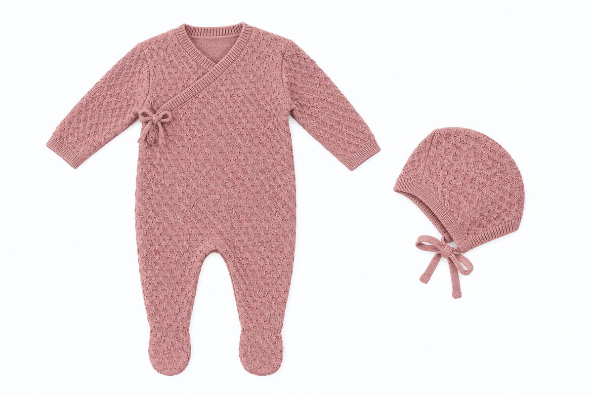 Nino Knit Baby Girl Romper W/ Hat - 2026210