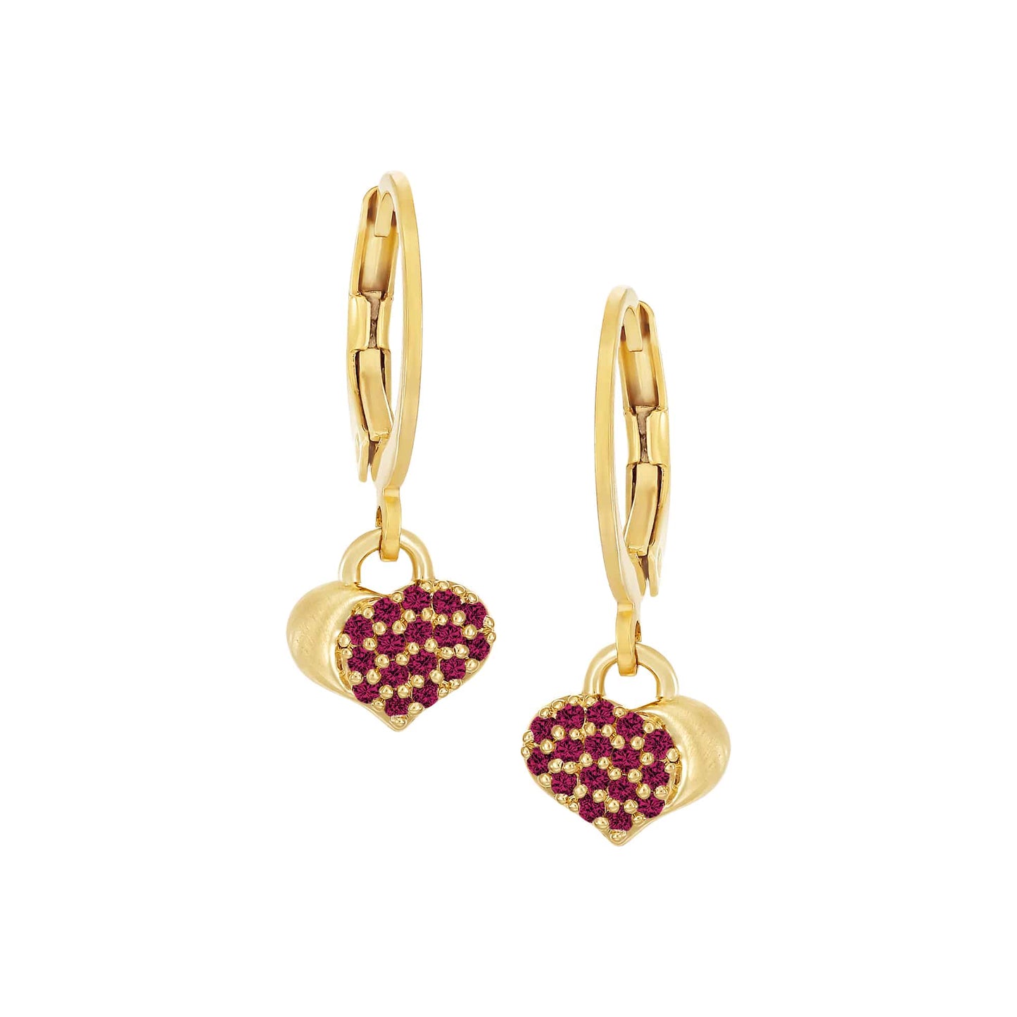 Cameo Small Satin Dipped Pavé Heart Earring - E5278