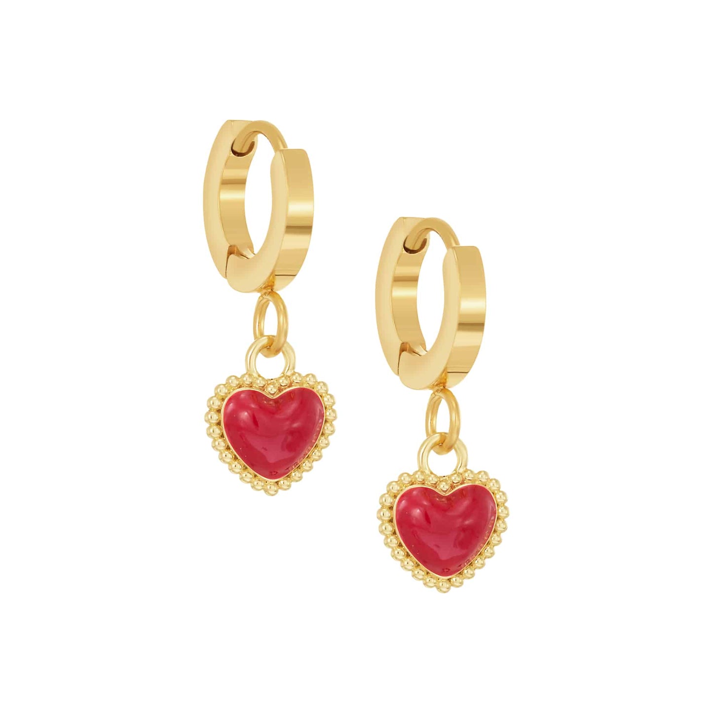 Cameo Small Enamel Puffed Heart Earring - E5280